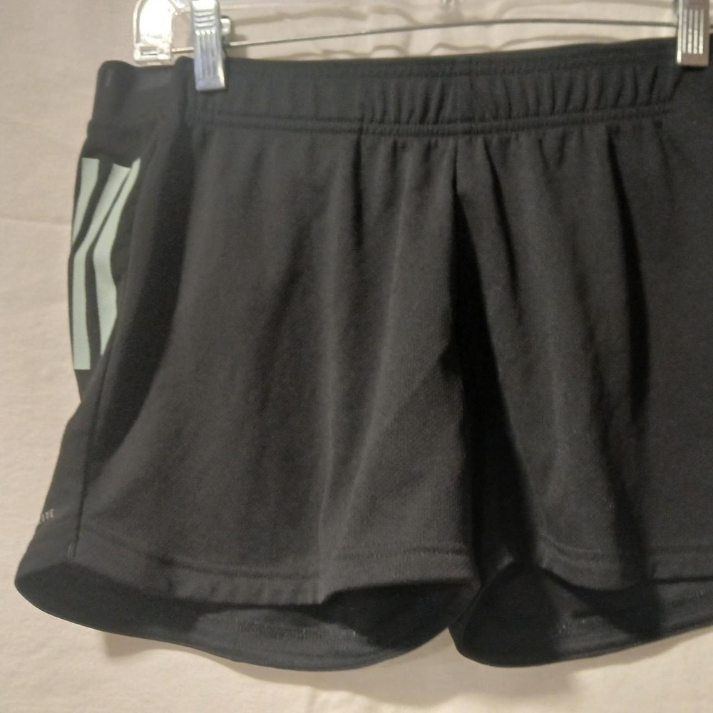 Adidas Climalite Black Shorts Aqua Blue Three Stripes Women Athletic Size M